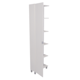 Corner Cabinet Womppi, Five Open Shelves, Single Door, White Finish