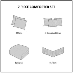 7 Piece Jacquard Comforter Set Navy Cal King