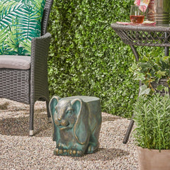 13inch High Rabbit Garden Stool, Lightweight Concrete, Gold Patina Finish, No Assembly Required