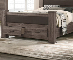 Modern Style 1pc Queen Size Bed Upholstered Headboard Footboard Drawers Brown Finish Bedroom Furniture