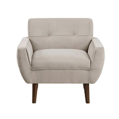 Brown Accent Chair Upholstered Velvet Cushion Seat Back Tufted Contemporary Living Room Furniture 1pc