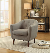 Beige Fabric Upholstered Accent Chair 1pc Espresso Finish Legs Button Tufted Solid Wood Furniture Living Room Chair