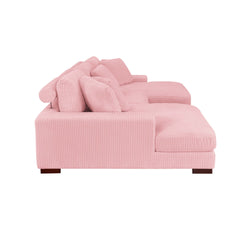 Large Seating Corduroy Upholstered Double Chaise Sectional