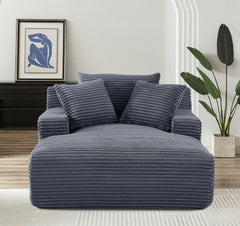 Cloudline Oversized Chaise Lounge Chair in Soft Corduroy, Modern Comfy Couch with Full Foam Cushioning, Cozy Sleeper Sofabed for Living Room, Bedroom, No Assembly Required, Grey