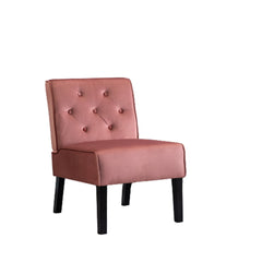 Reese 53" 2Piece Living Room Armless Button Tufted Pattern Accent Chair with Velvet Fabric and Premium High Density Foam Cushion, Rose