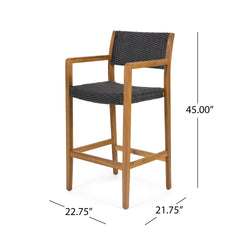 GENESEE WICKER & WOOD BAR STOOL