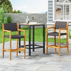 GENESEE WICKER & WOOD BAR STOOL