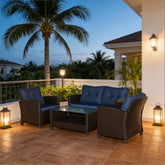 Garden Sectional Sofa Couch,4 Piece Outdoor Furniture Set,Outdoor Furniture Conversation Set
