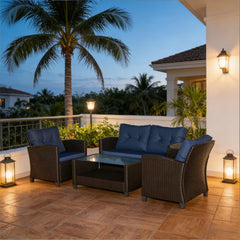 Garden Sectional Sofa Couch,4 Piece Outdoor Furniture Set,Outdoor Furniture Conversation Set
