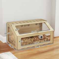 39 inch Hamster Cage Habitat with Window & Openable Top , Oak