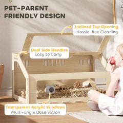39 inch Hamster Cage Habitat with Window & Openable Top , Oak
