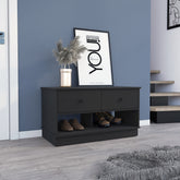 Rectangle 2-Shelf 2-Drawer Storage Bench Wenge