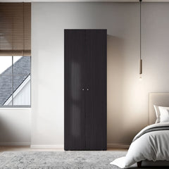 Armoire 66.9 inch H, 2 Doors, 2 Shelves, Black Wengue - Bedroom