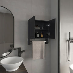 Medicine Cabinet 20.30" H, with 2 Shelves and 2 Doors, Black