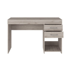 Computer Desk, Two Drawers, One Lower Shelf, Light Gray
