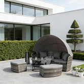 Stylish Convertible Patio Furniture Set,Outdoor Furniture Conversation Sets,4 Piece Round Rattan Daybed