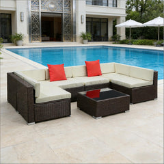 Patio Sectional Sofa Set,Outdoor Furniture Conversation Sets,7-Piece Patio Furniture Set