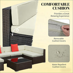 Patio Sectional Sofa Set,Outdoor Furniture Conversation Sets,7-Piece Patio Furniture Set