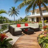 Patio Sectional Sofa Set,Outdoor Furniture Conversation Sets,7-Piece Patio Furniture Set