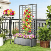 Wooden Raised Garden Bed with Trellis