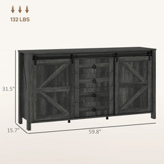 Farmhouse Sideboard with Sliding Barn Doors Buffet Cabinet