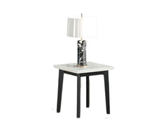 Contemporary Style Square End Table Marble Top White And Black Finish Primary Living Room
