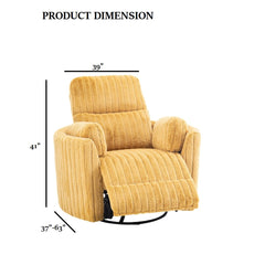 Contemporary Style Power Glider Recliner w/ Swivel Curved Arms Pillow Fill Swivel Chair Yellow Finish Primary Living Room