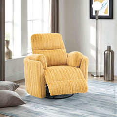 Contemporary Style Power Glider Recliner w/ Swivel Curved Arms Pillow Fill Swivel Chair Yellow Finish Primary Living Room