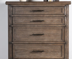 Transitional Style Brown Finish Chest 1pc 5-Drawers Panel Style Headboard Ball Bearing Glides Bedroom Furniture
