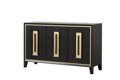 Espresso 1pc Server Storage Drawers Wood Handle Gold accent Trim Server Dining Room Furniture