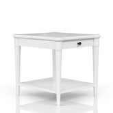 White Finished End Table With Storage Drawer