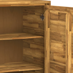 Lowry 39 inch Wide Solid Acacia Wood Medium Storage Cabinet in Distressed Golden Wheat