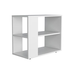 Rio Verde Side Table in Melamine with Open Storage, White