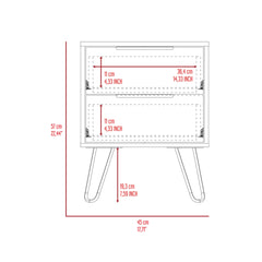 Nuvo Nightstand,Two Drawers, Hairpin Legs