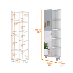 Los Angeles Linen Cabinet, Mirror, Five Shelves