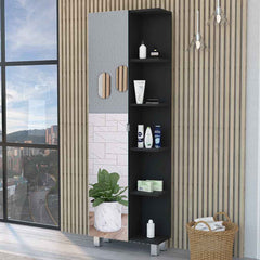 Los Angeles Linen Cabinet, Mirror, Five Shelves