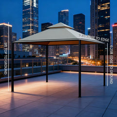 Gazebo 10' x 10' Steel Outdoor Patio Gazebo with Polyester Privacy Curtains