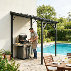 Outdoor Canopy Shelter,Hardtop Grill Gazebo,Lean-to BBQ Shelter