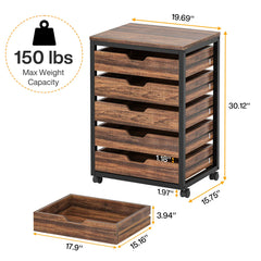 Mobile Storage Dresser Cabinet,Industrial Style Drawer Chest,Printer Stand,Office Storage Unit