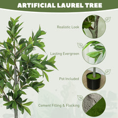Potted Fake Plant, Lifelike Laurel Artificial Tree,Green