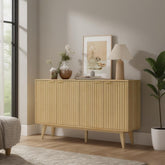 Convenient Cabinet,Fluted Sideboard Buffet Cabinet,with Doors,Adjustable Shelves,Wood Legs