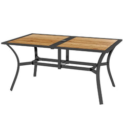 Stable Faux Wood Rectangle Outdoor Dining Table,Rectangle Outdoor Dining Table,Rectangular Patio Table with Umbrella Hole