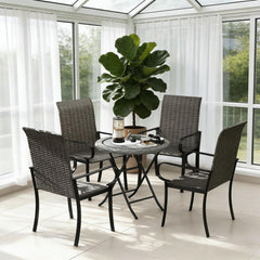 Set of 4 Dining Chairs with Armrest,Highback and Deep Seating