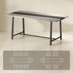 Long Dining Table with Large Tabletop and Steel Legs,Kitchen Table,for Your Home