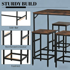 5-Piece Dining Table Set,Table & 4 Stools Set,Space Saving