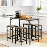 5-Piece Dining Table Set,Table & 4 Stools Set,Space Saving