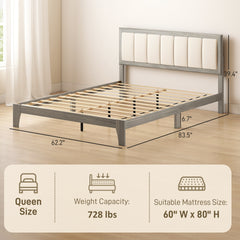 Nordic Style Bed Frame,Platform Bed Frame with Wooden Slats
