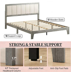 Nordic Style Bed Frame,Platform Bed Frame with Wooden Slats