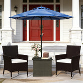 Outdoor Patio Coffee Table,Wicker Side Table with Umbrella Hole