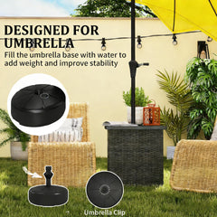 Outdoor Patio Coffee Table,Wicker Side Table with Umbrella Hole